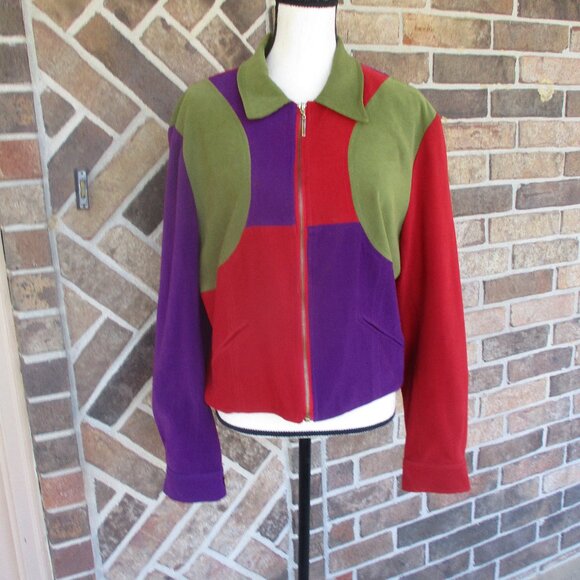 Vintage Color Block Howard Wolf Zip up Jacket Size 12 - Picture 1 of 6